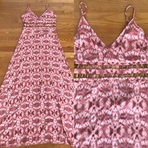 Multi-colored maxi with gold embellishments.